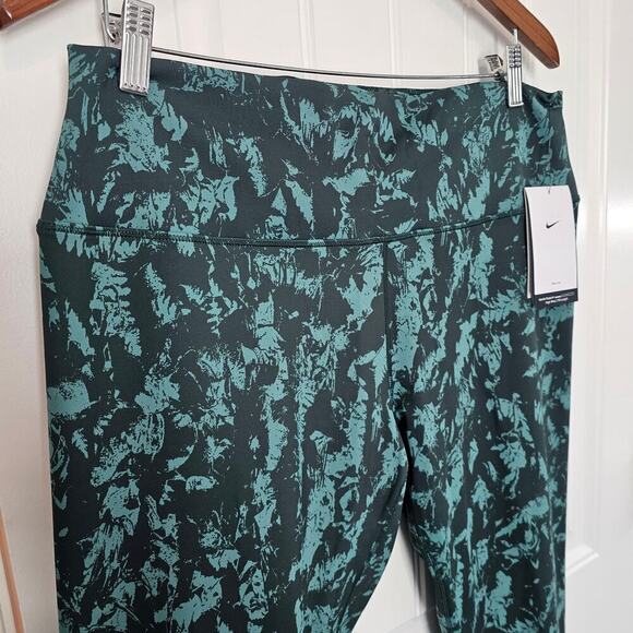 Nike Leggings Women Size XXL High Rise 7/8 Green Abstract Fitted Gym Workout - Picture 3 of 11